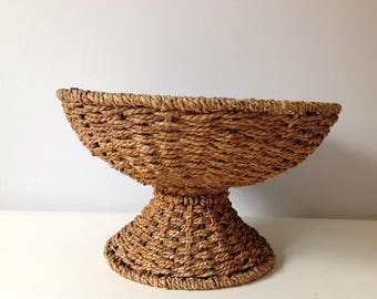 Rattan bowl/ vintage/retro/fruit/bowl