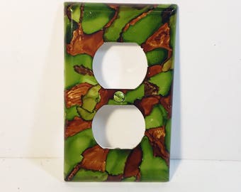Camo Inspired, Outlet Plate, Switchplate, Camo Room, Boy Bedroom, Alcohol Ink Decor, Painted Switchplate