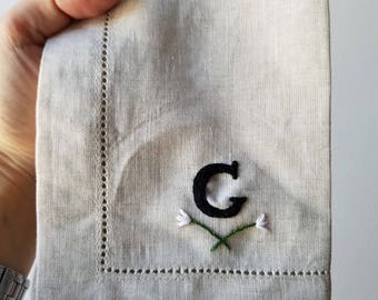 Custom Embroidered Simple Monogram Napkin