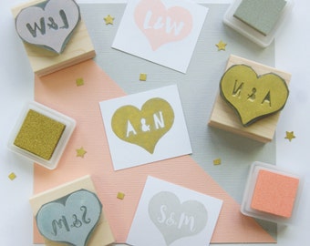 Personalised Heart Rubber Stamp Personalized Custom Wedding Stamp Valentines Stamp Customised Stamp Customized Stamp
