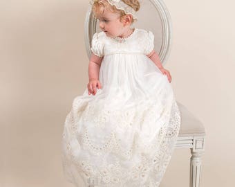 Clementine Christening Gown, Girls Baptism Gown, Lace Baptism & Blessing Gowns