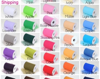 Free Shipping 6" X 100 Yards roll tulle fabric ribbon Tutu Bridal Bows 23 Colors U choose color