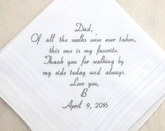 Father of the bride Gift Embroidered Personalized Wedding Handkerchief Wedding Hankerchief Wedding Gift for Dad from the Bride Custom Hanky