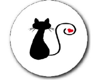 CAT and heart cabochon 20mm