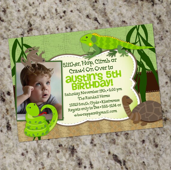 wording birthday party reptile for Reptile Themed Party Reptile Party Birthday Invitation