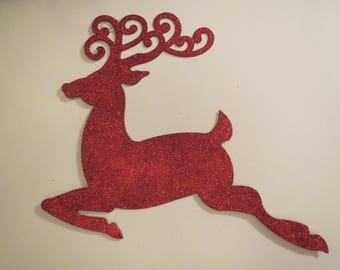 2 Christmas Sign, Reindeer Sign, Wreath Sign, Wreath Supply, Deco Mesh Supply, Holiday Glitter Sign, Christmas Wreath, 17 1/2", B5