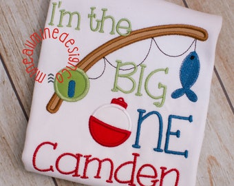 I'm the BIG ONE Embroidered Tee Shirt or Onesie, Personalized, First Birthday Fishing Shirt, Cake Smash Shirt, First Birthday Outfit
