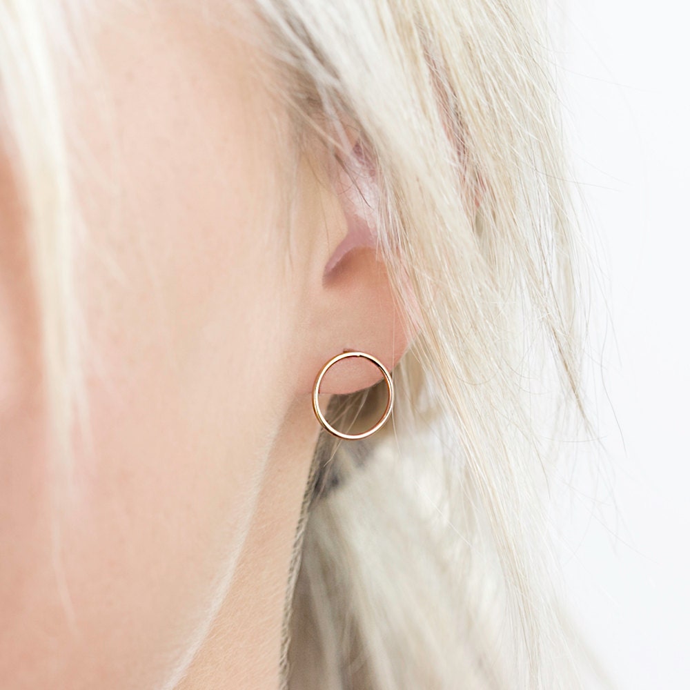 Open Circle Stud Earrings 14k Gold Filled Earring or Sterling