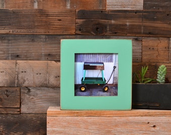 5x5" Picture Frame in 1.5 Standard Style with Vintage Robin's Egg Finish - IN STOCK - Same Day Shipping - 5 x 5 Gift Frame Green