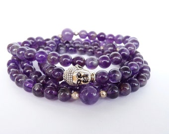 Amethyst Necklace Yoga 108 Mala Necklace Yoga Gifts for Women Mala Bead Necklace Amethyst Bracelet Yoga necklace 108 Mala Prayer Beads