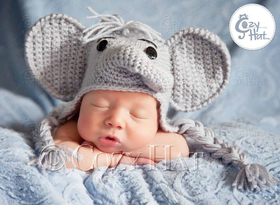 Elephant Hat for Newborns to Toddlers. MADE to ORDER. Custom