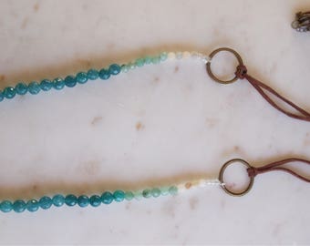 Sea blue-green ombre beaded necklace