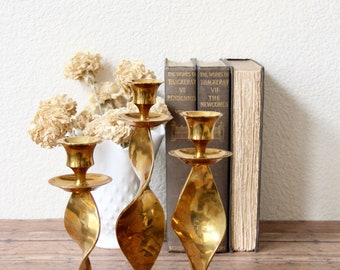 Brass Candleholders - Brass Candlestick Holders - Vintage Brass Candleholders - Vintage Brass Candleholder Set - Brass Candlesticks - Brass