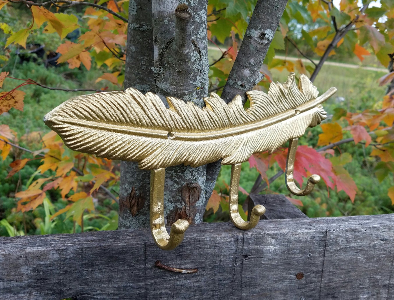 Cast Iron Feather Hook/ Gold Wall Hook / Key Rack/ Iron Wall