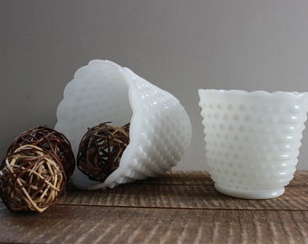 Vintage Hobnail Milk Glass Fire King Vase