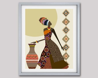 Afrocentric Art, African Woman Art, African Art painting, Black Woman Painting, Black Woman, Afrocentric Decor