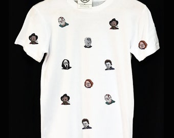 Horror Movie Villains Pattern T-Shirt Chucky Freddy Krueger Jason Pinhead