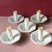 Set of 5 Vintage Octagon White With Gold Rim Ceramic Bobeches and Candle Sleeves - Set of 5 Shabby Chic Ceramic Bobeches and Candle Sleeves