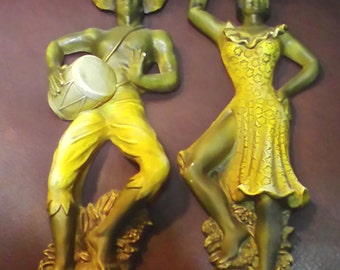 Hanging Plaques Of Mid Century Dancers Sold As Is