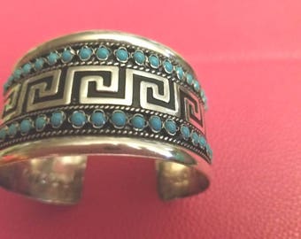 Native American Sterling and turquoise cuff bracelet