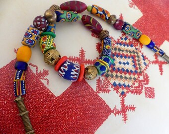 African Beads // Ethno Style // Krobo Trade Beads Ghana // Eye Beads // Bronze