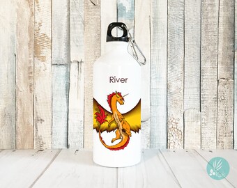 Unique Water Bottle Personalized Dragon, Personalized Kids Water Bottle Kids Drink Bottle Unicorn Dragon, Furry Dragon Gift, Fantasy Dragon