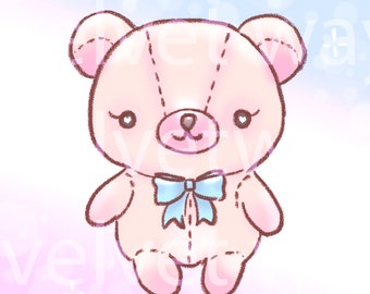 FIBI DIGITAL Printable Art Print Kawaii Art Print Illustration 8 x 10 Nursery Print