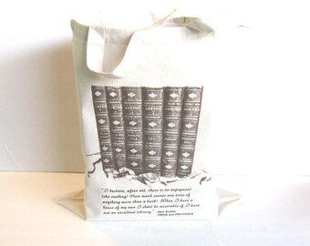 Jane Austen Book Bag, Pride and Prejudice Quote, Austen Tote Bag, Austen Wedding Bag, Book Tote