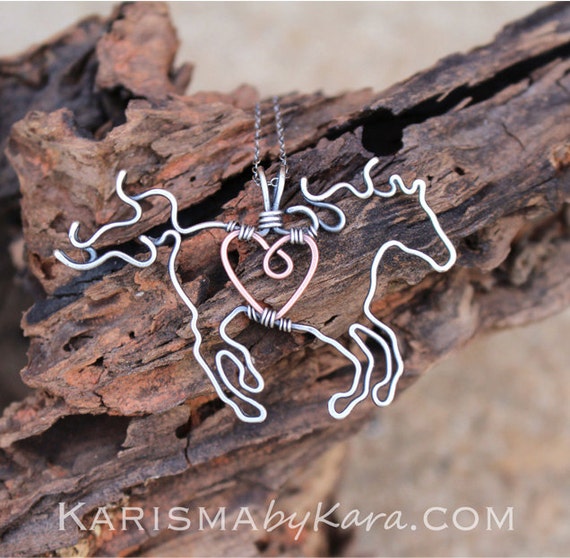 Horse Necklace Full Figure Running Horse Pendant Necklace