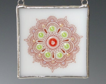 Mandala Fused Glass Suncatcher Light Catcher Mendhi Multicolor