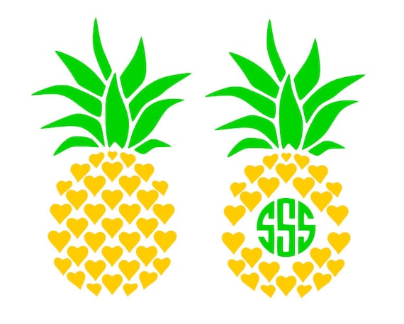 Download Pineapple heart svg, Pineapple monogram frame svg ...