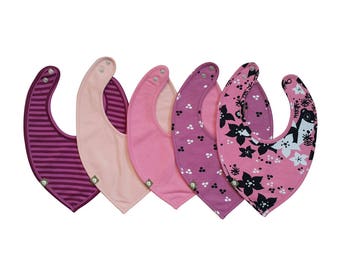 Organic Cotton Baby Bibs,Bibs Set of 5,Baby Girl Bibs,Bandana Bibs,Bib,Pink Baby Clothes,Organic Cotton Baby Wear,Floral Print