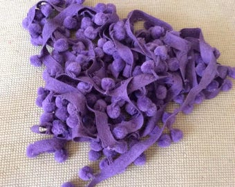 Vintage 1960s 1970s Pom Pom Dingle Balls Total Of 209 Purple Attached To A Band There Are 2 Separate Strings Crafts Arts Sewing