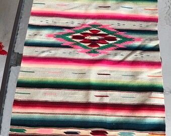 Vintage Mexican saltillo serape, antique serape, Mexican vintage serape textile, Southwest decor