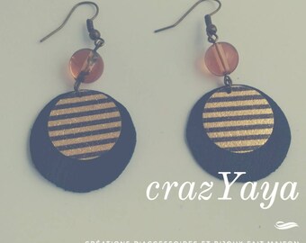 Leather and metal earrings