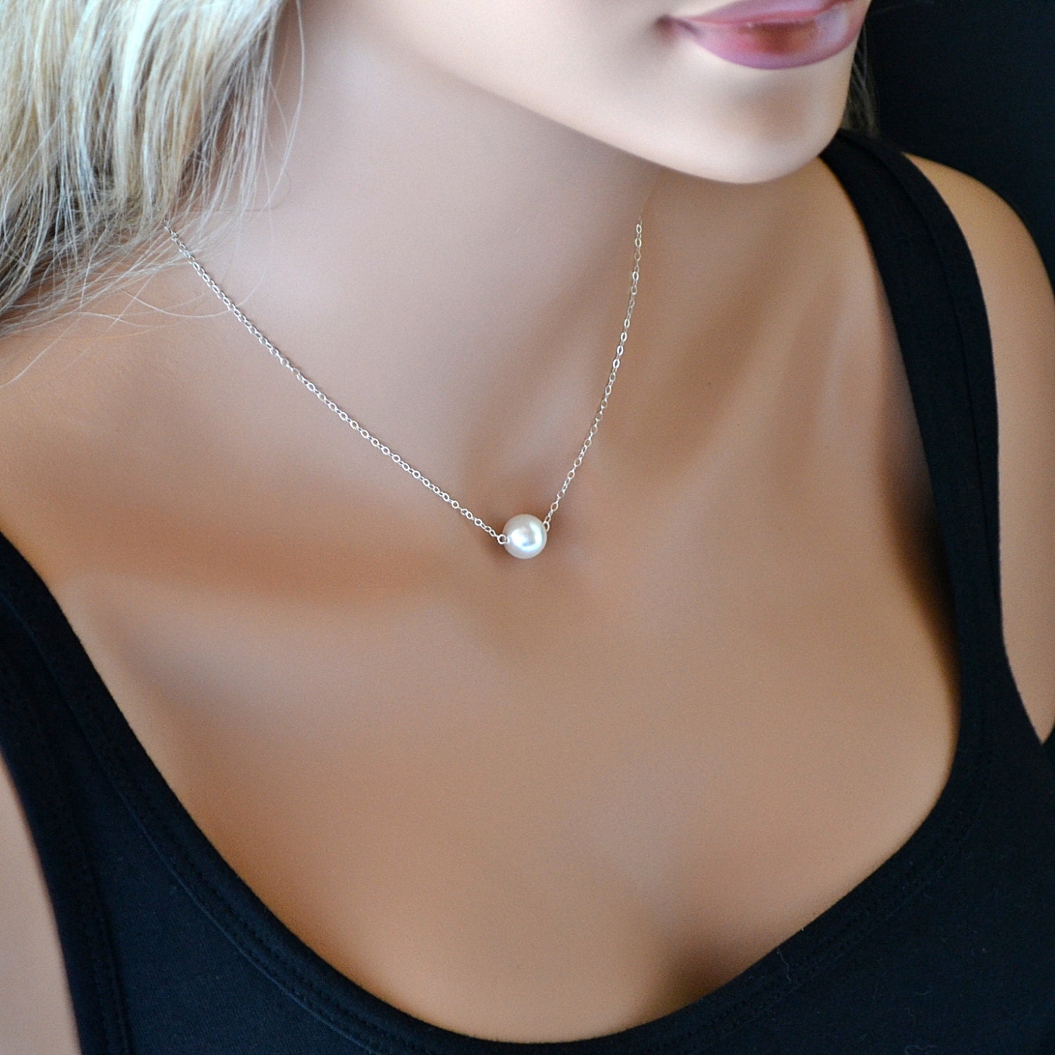 Single Pearl Necklace Bridesmaid T Single Pearl Necklace 9651