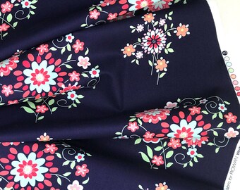 Free Spirit Fabrics - Love - Memento - Midnight by Amy Butler - Floral Navy Fabric - 100% Cotton - 15 Yards Available