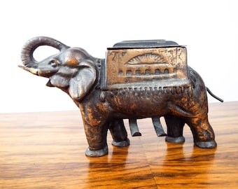 Vintage 1930s Cast Iron Elephant Cigarette Roller Tobacciana Midwest Novelty Co