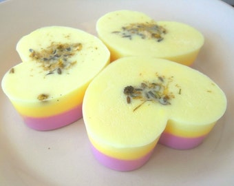 Honey Lavender Chamomile Glycerin Soap, Heart Soap, Homemade Soap, Honey Soap