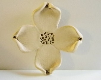 Large Ceramic Dogwood Flower Floral Pin Brooch