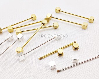2pc Vintage Collar Bar / Collar Pin / Cube Screw End / Groomsman Men Wedding / Formal Wear Jewelry Gentleman / Tuxedo Gift Collar Hold AG345