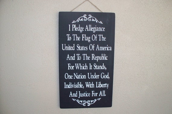 Pledge of Allegiance - Painted Wooden Board - 20 x 12 - Fourth of July - Black chalk paint - July 4th - Independence Day - Hand Painted