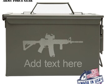 AR15 M4 Assault Rifle Custom Engraved 30/50 Cal Ammo Can Personalized Dad Gift, Cool Guy Gifts Father's Day Gift, Grandpa Gift, Husband Gift