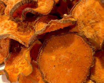 Sweet Potato Chips. All Natural, Preservative Free and always made in the USA from local ingredients.