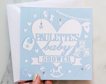 Baby Shower Card, Blue Baby Shower Card, Card for a Baby Shower, New Baby Card, Baby Boy Card, Card for a Baby Boy, Personalised Baby Card