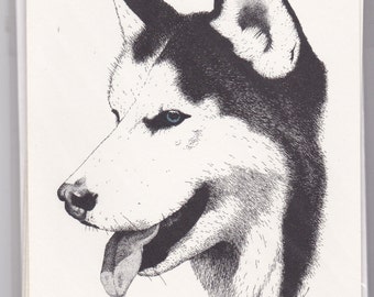 Siberian Husky Note Cards With Blue Eyes