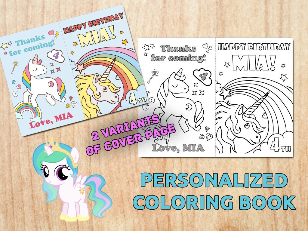 Personalized UNICORN Party Coloring Book Birthday party Personalized UNICORN Party Coloring Book Birthday party