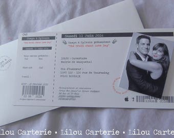 Theme music concert ticket wedding invitation