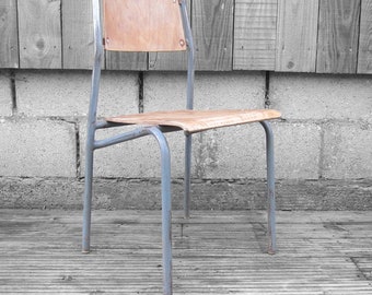 Mid Century Industrial School Stacking Chair Vintage Kitchen Dining Seat