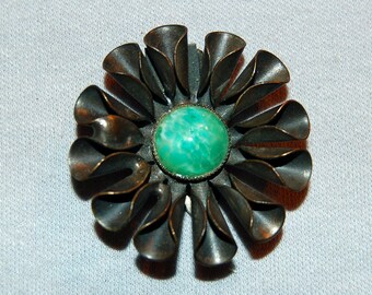 Dress Clip Rhinestone, Turquoise Art Deco, Fur Clip, Vintage old jewelry